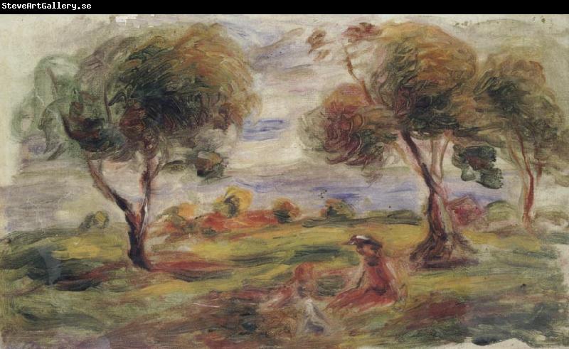 Pierre Renoir Landscape with Figures at Cagnes